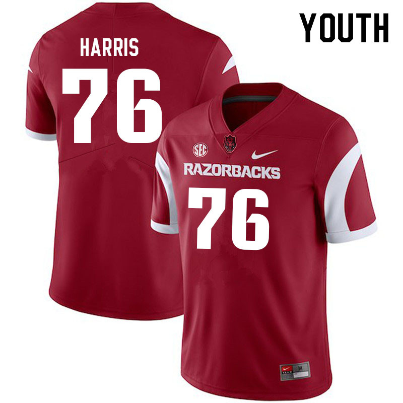 Youth #76 E'Marion Harris Arkansas Razorbacks College Football Jerseys Sale-Cardinal